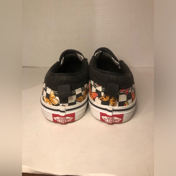 Vans Kids Slip-On Butterfly Checkered Shoes - Black and Multicolor - Picture 8 of 16